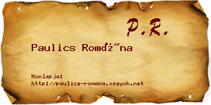 Paulics Romána névjegykártya